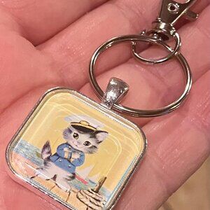 2 /$12, 4/$20 Vintage Sailor Kitten Keychain